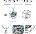 wholesale 925 Sterling Silver Pentagram with Abalone Shell and Gemstones Round Pendant Necklace for Women-0-4