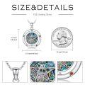 wholesale 925 Sterling Silver Pentagram with Abalone Shell and Gemstones Round Pendant Necklace for Women-0-4