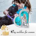 wholesale 925 Sterling Silver Turquoise Stone Heart Shaped Girl and Dog Pendant Necklace for Women-0-1