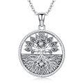 wholesale 925 Sterling Silver Round Tree of Life Pendant with Cubic Zirconia - Family s for Women-0-0