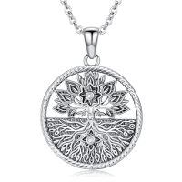 wholesale 925 Sterling Silver Round Tree of Life Pendant with Cubic Zirconia - Family s for Women-tree of life-style 9