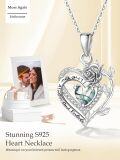 wholesale 925 Sterling Silver Rose Heart Necklaces for Women Mother White Gold/Rose Gold Heart Jewelry with Birthstone Pendant Anniversary Birthday Gifts for Her Wife Girlfriend 18+2 inch Chain-0-2