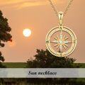wholesale 14K Gold Moissanite Compass Necklace for Women, Adjustable 16+2 Inspirational Travel Jewelry Gift, Hypoallergenic Real Gold Pendant-0-4