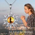 wholesale 925 Sterling Silver Evil Eye Pendant Necklace with Yellow Cat's Eye Gemstone for Women Protection s-0-5