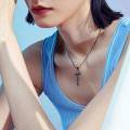 wholesale 925 Sterling Silver Cross Pendant With Blue Opal And Philippians Inscription-0-88