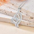 wholesale TOUPOP Diamond Necklace Sterling Silver Double Heart Pendant Necklace With April Birthstone Birthday Christmas Jewelry For Women Her -0-3