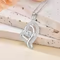 TOUPOP Sterling Silver April Birthstone Double Heart Pendant Necklace-0-3