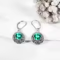 wholesale 925 Sterling Silver Green Crystal Round Drop Leverback Earrings Celtic Knot Design Irish Jewelry for Women Girls Gift 3cm Long-0-3