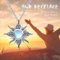 wholesale 925 Sterling Silver Blue Moonstone Star Burst Pendant Necklace for Women Girls  45cm Chain Length-0-1