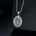 wholesale 925 Sterling Silver Turquoise St. Medal Pendant Necklace  for Men & Women Religious Jewelry-0-2