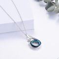 wholesale 925 Sterling Silver Blue Austrian Crystal Fox Tail Pendant Necklace for Women Gifts-0-2