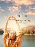 wholesale 925 Sterling Silver Birthstone Irish Celtic Claddagh Love Heart Drop Dangle Earrings-0-5