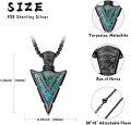 wholesale 925 Sterling Silver Black Plated Arrowhead Pendant with Turquoise and Malachite Inlay Necklaces for Men & Women-0-5