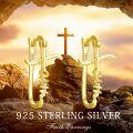 wholesale 925 Sterling Silver Faith Cross Huggie Hoop Earrings for Women Girls Graduation Gift Jewelry Accessories-0-5