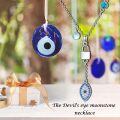 wholesale 925 Sterling Silver Blue Evil Eye Lock Charm Turquoise Moonstone Adjustable Necklaces for Women Gifts-0-5
