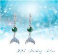 wholesale 925 Sterling Silver Malachite & Blue Crystal Mermaid Tail Leverback Earrings-0-3