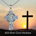 wholesale 925 Sterling Silver Celtic Knot Abalone Shell Inlay Cross Pendant Necklace for Women-0-2