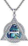 wholesale 925 Sterling Silver Abalone Shell Triangle Pendant Necklace for Women Girls-0-0