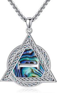 wholesale 925 Sterling Silver Abalone Shell Triangle Pendant Necklace for Women Girls-Therian