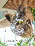 wholesale 925 Sterling Silver Moon Sloth Pendant Necklace with Stars and Celestial Elements-0-5