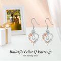 wholesale TOUPOP Rose Heart Earrings For Women Sterling Silver Butterfly Initial Q Letter Drop Dangle Earrings Anniversary Birthday Christmas Jewelry Gifts For Her Wife Girlfriend Mom -0-2
