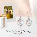 TOUPOP Sterling Silver Rose Heart Butterfly Initial Q Letter Drop Dangle Earrings-0-2