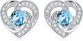 wholesale 925 Sterling Silver Birthstone Heart Stud Earrings Jewelry Gifts for Women-0-54