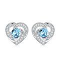 wholesale 925 Sterling Silver Birthstone Heart Stud Earrings Jewelry Gifts for Women-0-54