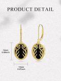 wholesale 925 Sterling Silver Gold Plated Black Onyx Vine Design Leverback Drop Earrings-0-3