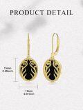 wholesale 925 Sterling Silver Gold Plated Black Onyx Vine Design Leverback Drop Earrings-0-3