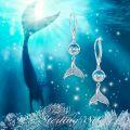 wholesale 925 Sterling Silver Blue Moonstone Mermaid Tail Leverback Drop Earrings-0-4