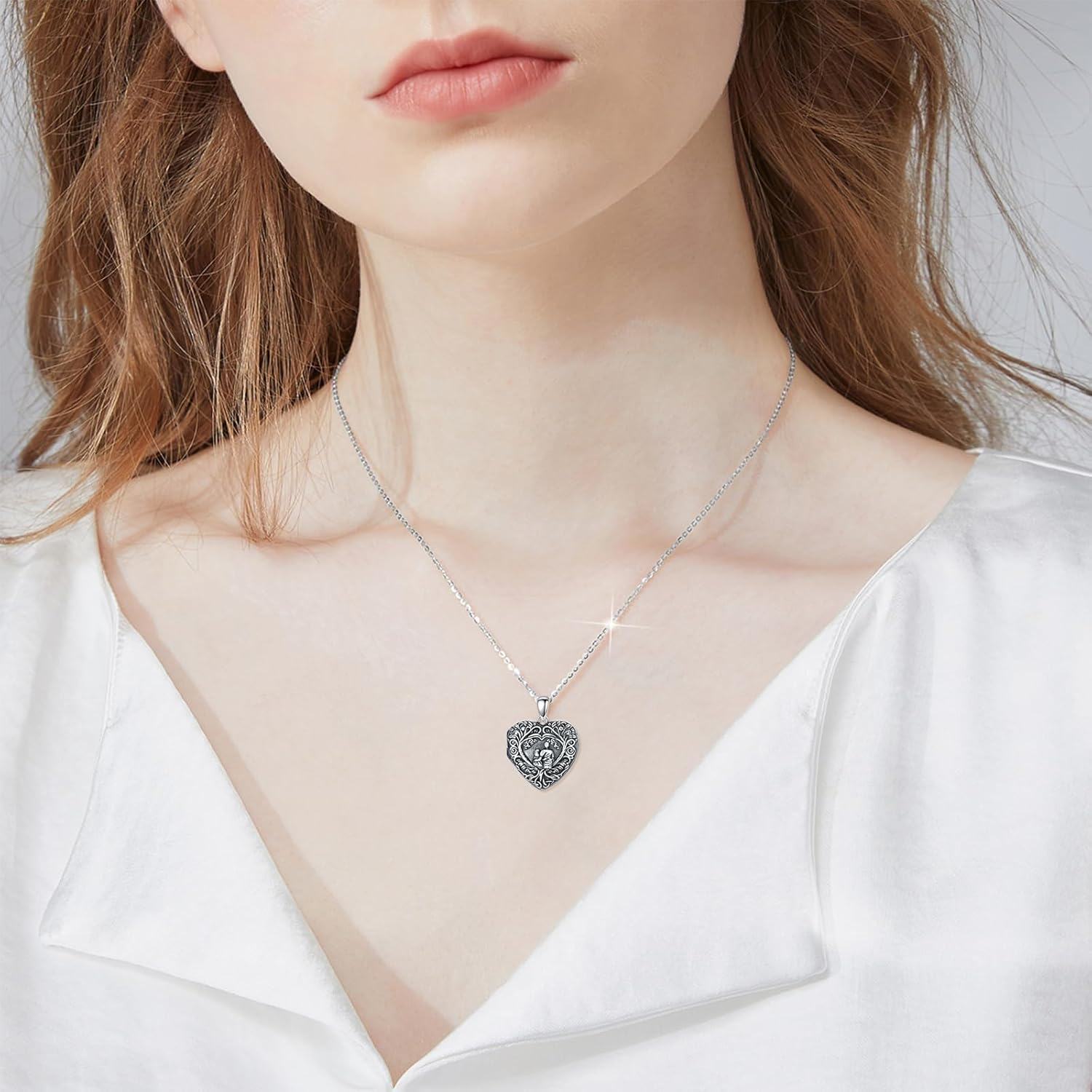 wholesale 925 Sterling Silver Metal Heart Shaped Photo Locket Pendant Necklace 925  for Women Girls-0-1