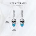 wholesale 925 Silver Skull Hook Earrings 14mm Punk Rock Halloween Jewelry Gift for Women Men-0-3