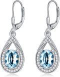 wholesale Sterling Silver Genuine Simulated Birthstone Teardrop Leverback Earrings-0-24