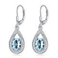 wholesale 925 Sterling Silver 3 ct Moissanite D VVS Tear Drop Halo Leverback Earrings-0-24