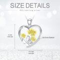 wholesale 925 Sterling Silver Yellow Daisy Floral Heart Pendant Necklace for Women-0-5