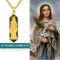 wholesale 925 Sterling Silver Gold Plated Virgin Mary Pendant Chain Necklace-0-4