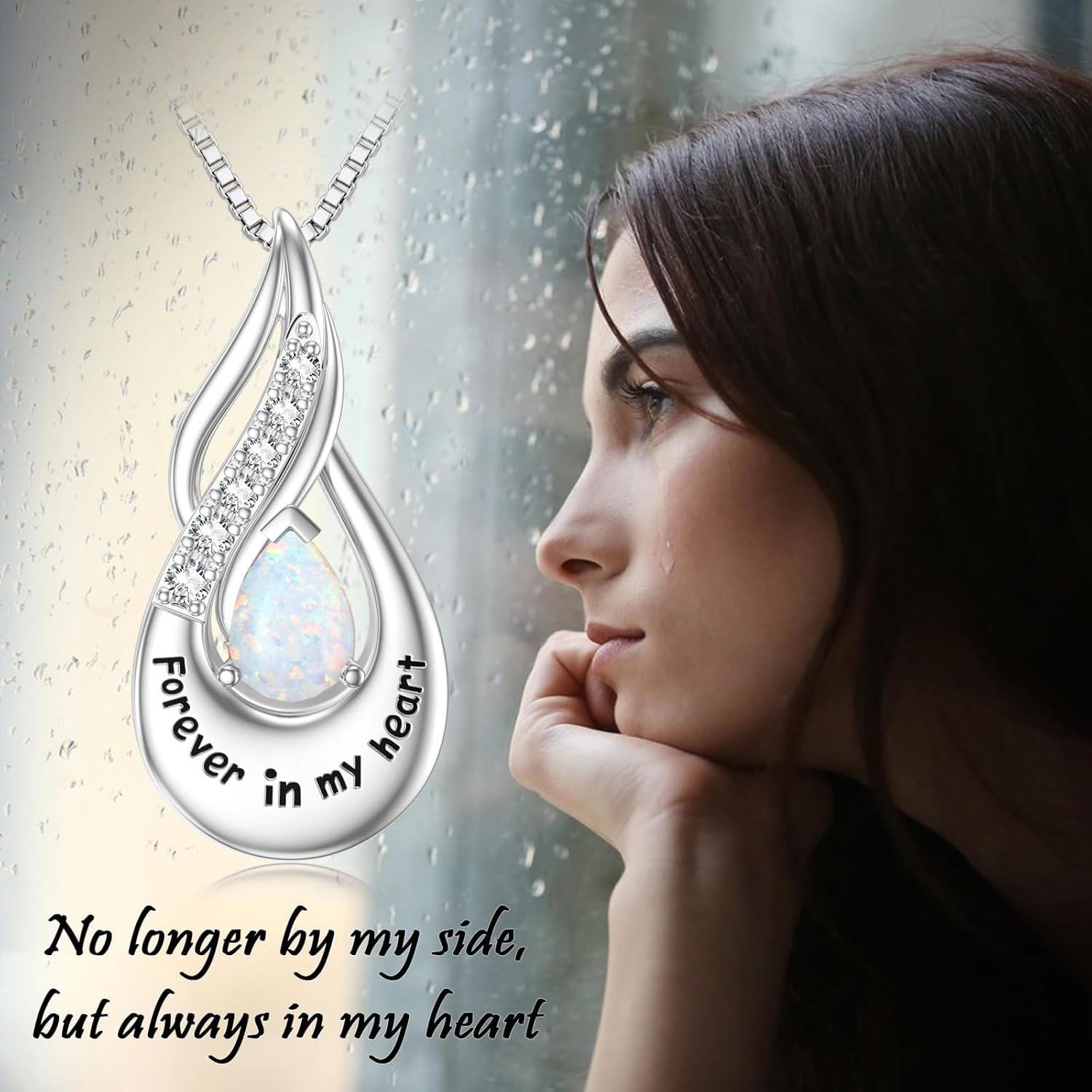 Sterling Silver Moonstone Opal Turquoise Larimar Black Onyx Cremation Jewelry for Ashes-0-6