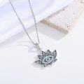 wholesale 925 Sterling Silver Blue Crystal Evil Eye Lotus Pendant Necklaces for Women Protection Lucky Charm  45cm Chain Length-0-1