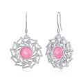 wholesale 925 Sterling Silver Pink Opal Butterfly Hollow Drop Earrings For Women-0-0