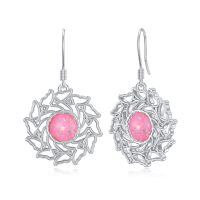 wholesale 925 Sterling Silver Pink Opal Butterfly Hollow Drop Earrings For Women-butterfly
