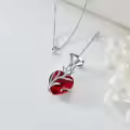 TOUPOP Sterling Silver Crystal Heart Cremation Urn Necklace With Filler-0-3