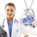 TOUPOP Sterling Silver Purple Crystal Nursing Necklace Gift For Nurses-0-5
