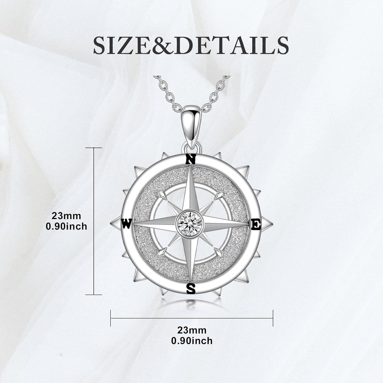 wholesale 925 Sterling Silver Moissanite Compass Pendant Necklace for Women and Men-0-3
