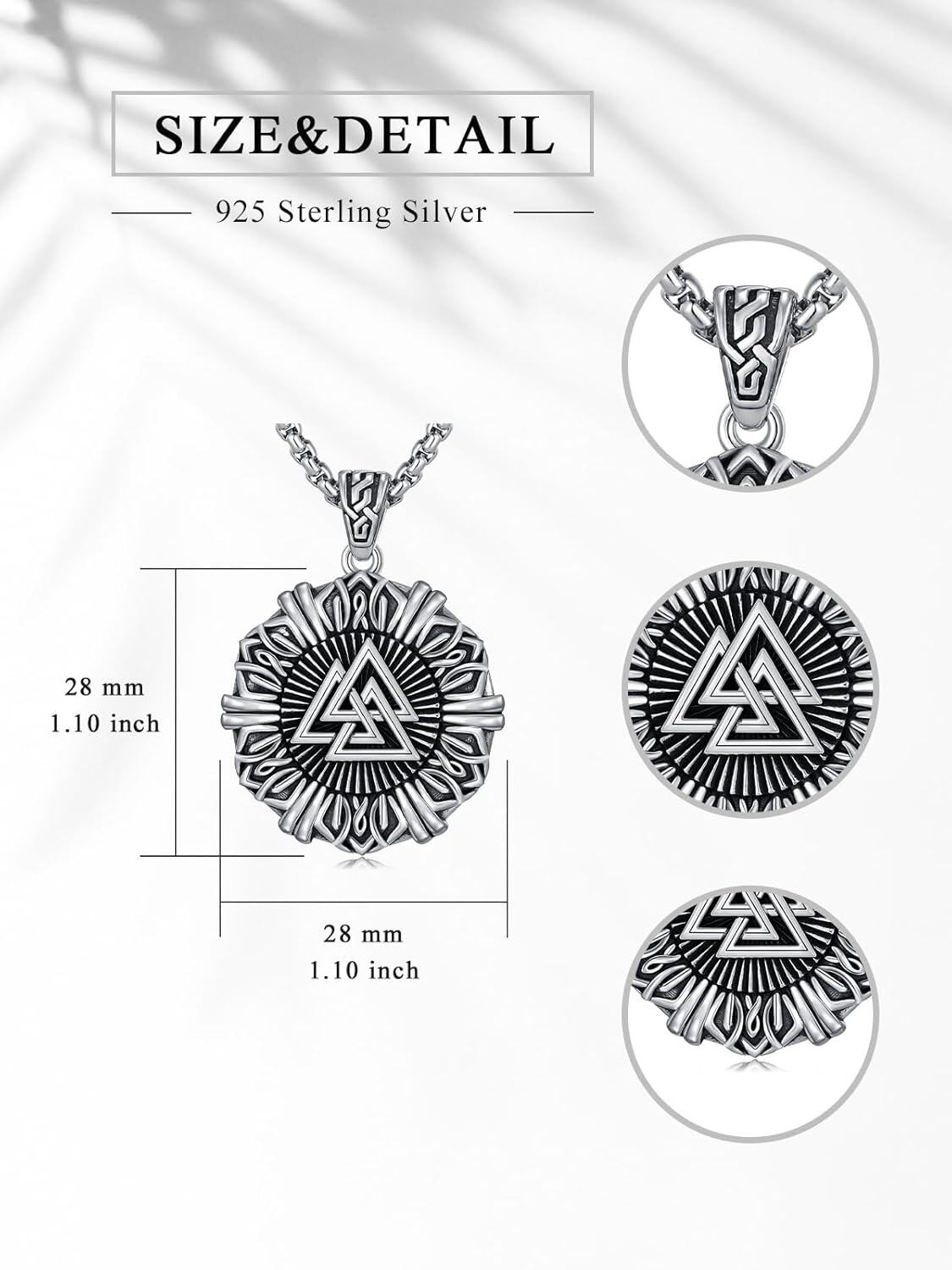 wholesale 925 Sterling Silver Tree of Life Pendant Norse Jewelry for Men with Stainless Steel Chain-0-3