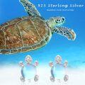 wholesale 925 Sterling Silver Opalite Sea Turtle Stud Earrings - Hypoallergenic Ocean Jewelry-0-5