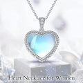 wholesale  Sterling Silver Gemstone Heart Necklace for Women Gift for Her Mom Wife -0-3