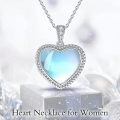 wholesale 925 Sterling Silver Gemstone Heart Necklace for Women Gift for Her Mom Wife-0-3