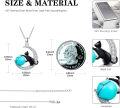 wholesale 925 Sterling Silver Turquoise Moon Cat Pendant Necklace for Women's -0-1