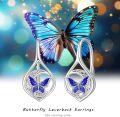 wholesale 925 Sterling Silver Blue Moonstone Butterfly Leverback Drop Earrings-0-5